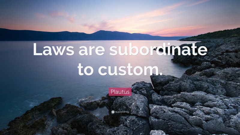 Plautus Quote: “Laws are subordinate to custom.”