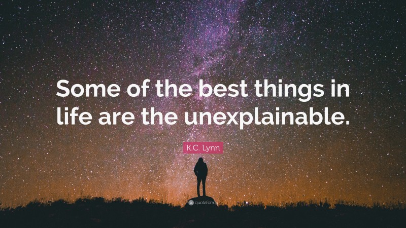 K.C. Lynn Quote: “Some of the best things in life are the unexplainable.”