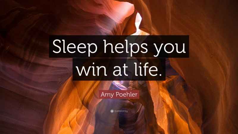 Amy Poehler Quote: “Sleep helps you win at life.”