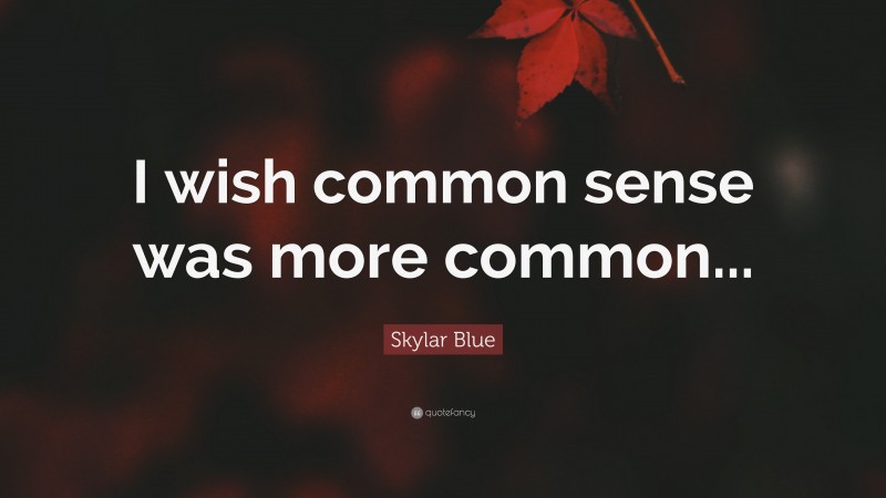 Skylar Blue Quote: “I wish common sense was more common...”