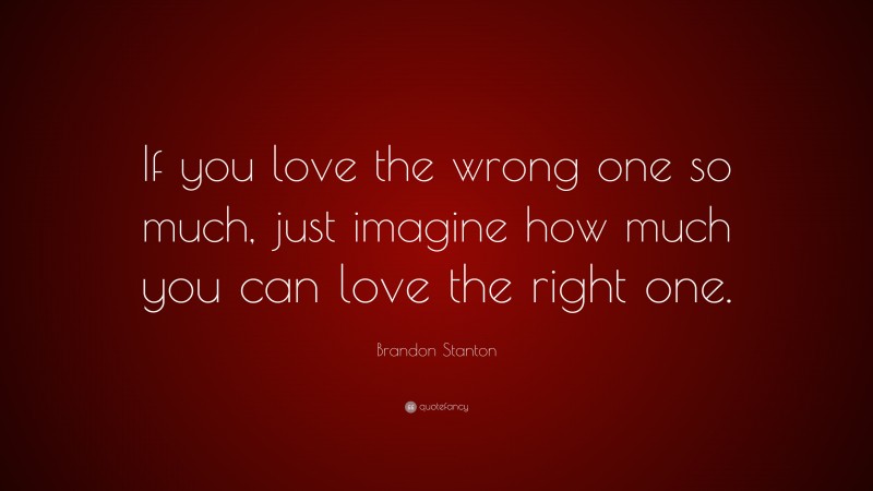 Brandon Stanton Quote: “If you love the wrong one so much, just imagine how much you can love the right one.”