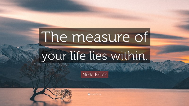 Nikki Erlick Quote: “The measure of your life lies within.”