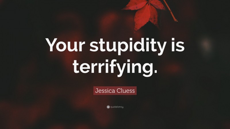 Jessica Cluess Quote: “Your stupidity is terrifying.”