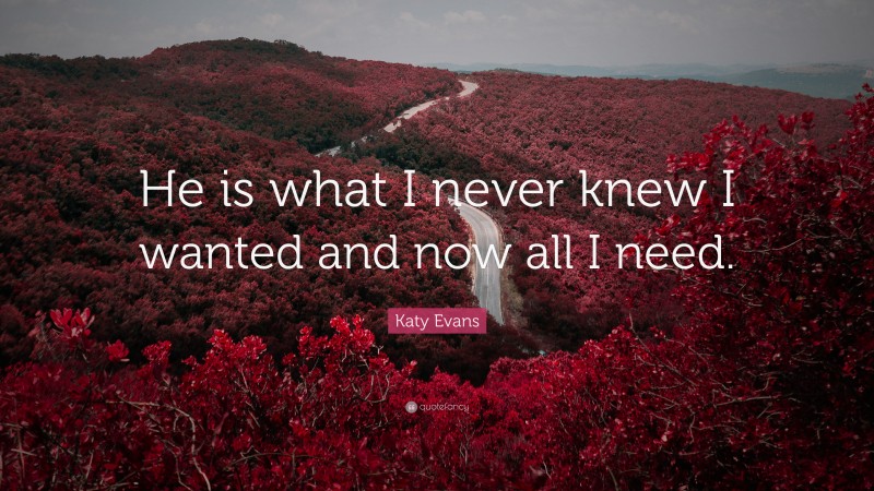 Katy Evans Quote: “He is what I never knew I wanted and now all I need.”