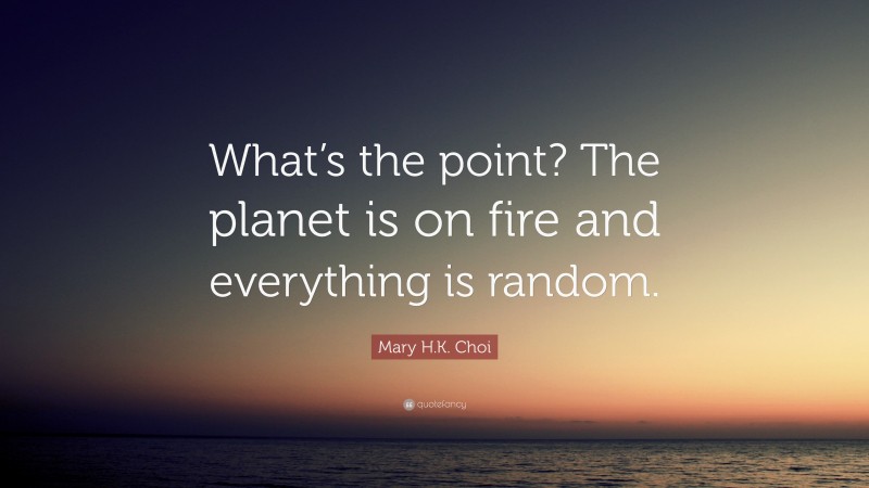 Mary H.K. Choi Quote: “What’s the point? The planet is on fire and everything is random.”