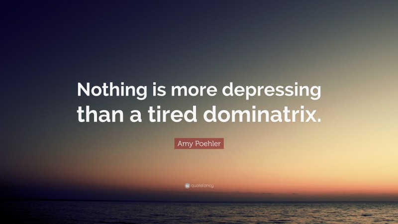 Amy Poehler Quote: “Nothing is more depressing than a tired dominatrix.”