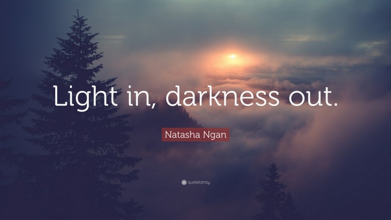 Natasha Ngan Quote: “Light in, darkness out.”
