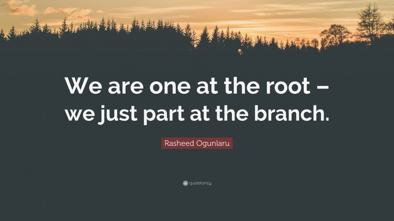 Rasheed Ogunlaru Quote: “We are one at the root – we just part at the branch.”