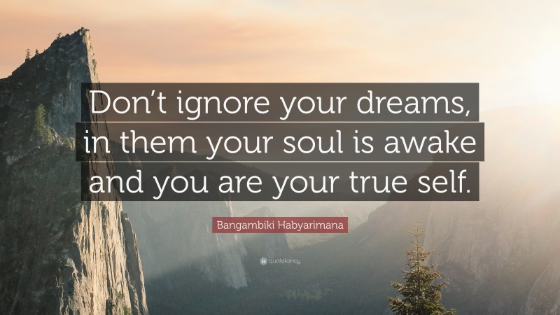 Bangambiki Habyarimana Quote: “Don’t ignore your dreams, in them your soul is awake and you are your true self.”