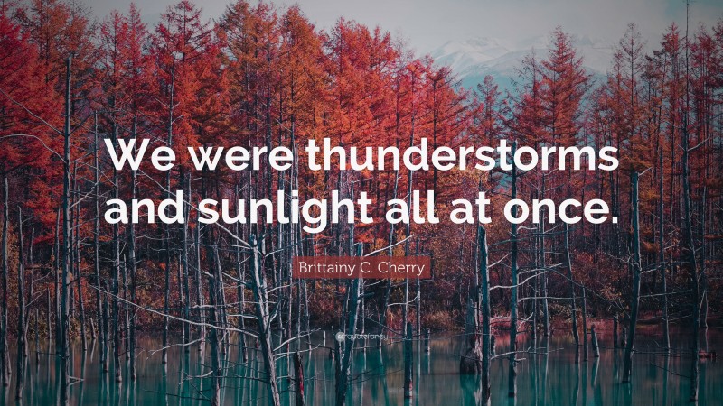 Brittainy C. Cherry Quote: “We were thunderstorms and sunlight all at once.”