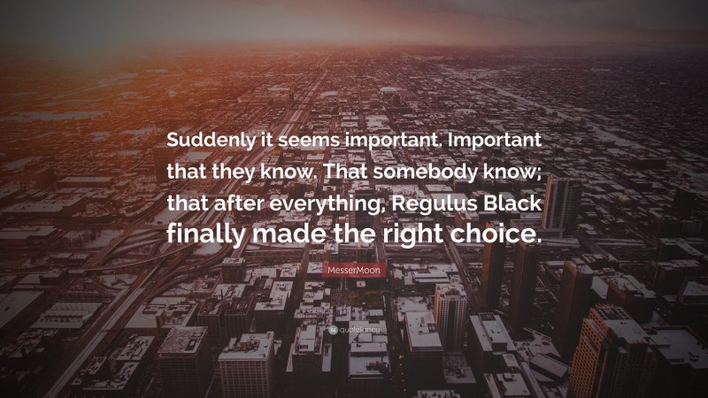 MesserMoon Quote: “Suddenly it seems important. Important that they know. That somebody know; that after everything, Regulus Black finally made the right choice.”