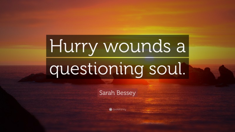 Sarah Bessey Quote: “Hurry wounds a questioning soul.”