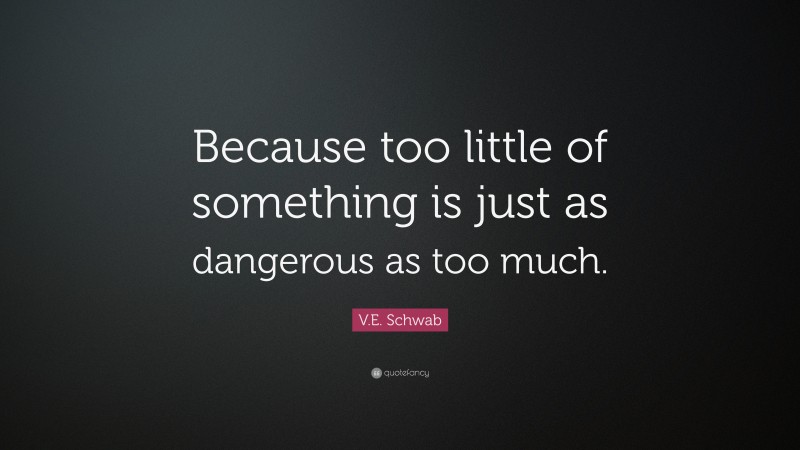 V.E. Schwab Quote: “Because too little of something is just as dangerous as too much.”