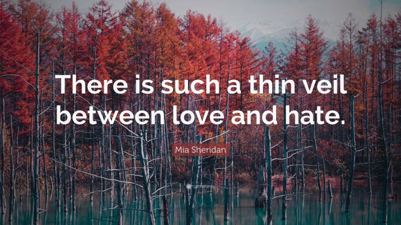 Mia Sheridan Quote: “There is such a thin veil between love and hate.”