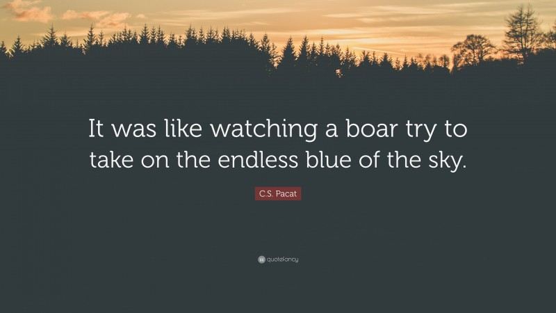 C.S. Pacat Quote: “It was like watching a boar try to take on the endless blue of the sky.”