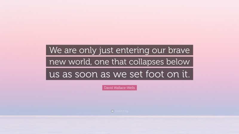 David Wallace-Wells Quote: “We are only just entering our brave new world, one that collapses below us as soon as we set foot on it.”