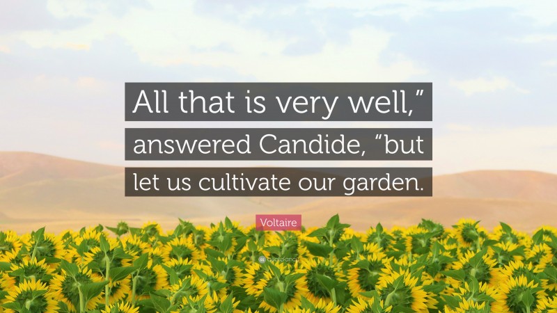 Voltaire Quote: “All that is very well,” answered Candide, “but let us cultivate our garden.”