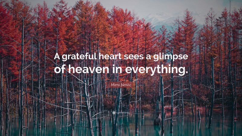 Mimi Novic Quote: “A grateful heart sees a glimpse of heaven in everything.”