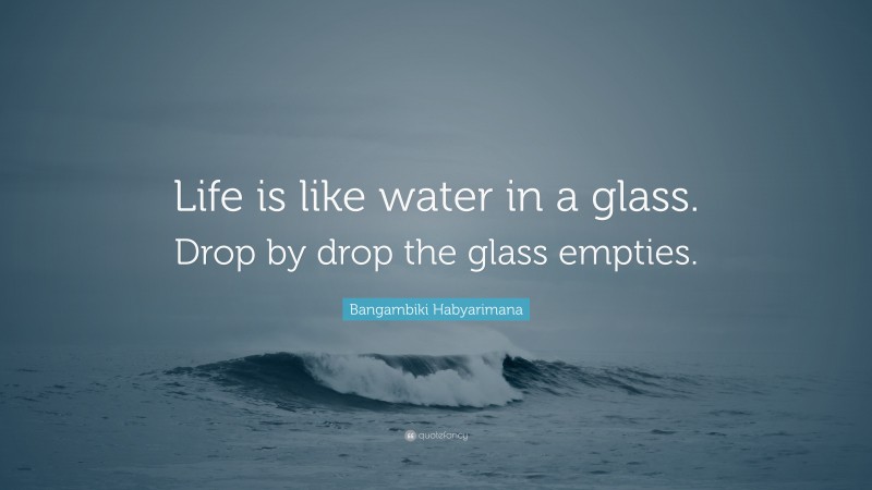 Bangambiki Habyarimana Quote: “Life is like water in a glass. Drop by drop the glass empties.”