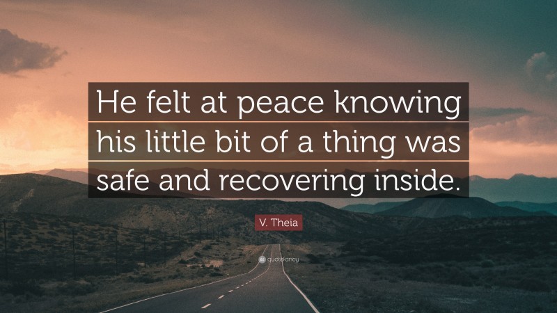 V. Theia Quote: “He felt at peace knowing his little bit of a thing was safe and recovering inside.”