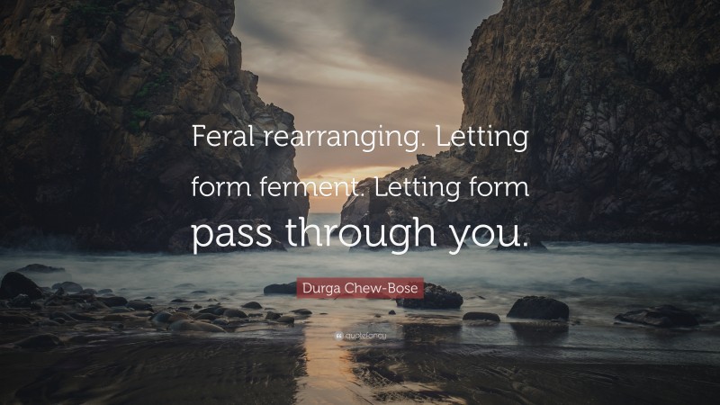 Durga Chew-Bose Quote: “Feral rearranging. Letting form ferment. Letting form pass through you.”