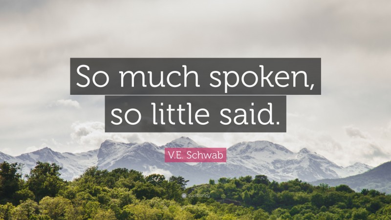 V.E. Schwab Quote: “So much spoken, so little said.”