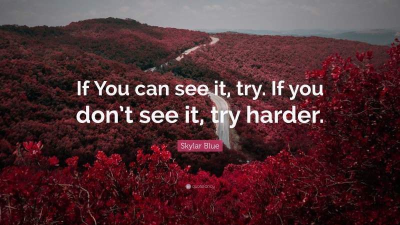 Skylar Blue Quote: “If You can see it, try. If you don’t see it, try harder.”
