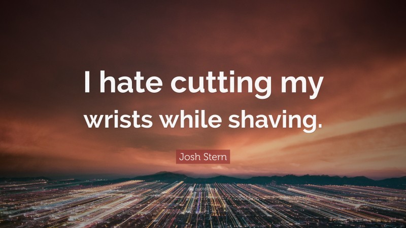 Josh Stern Quote: “I hate cutting my wrists while shaving.”