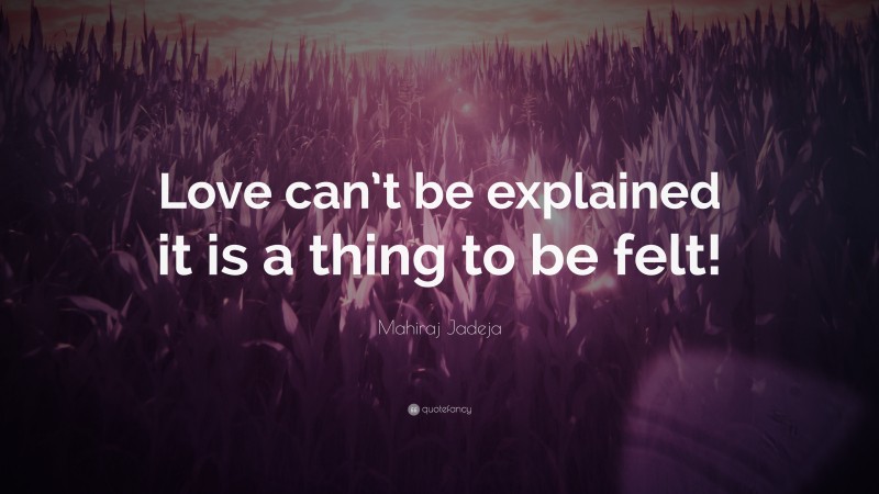 Mahiraj Jadeja Quote: “Love can’t be explained it is a thing to be felt!”