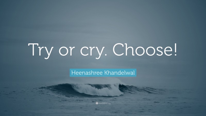 Heenashree Khandelwal Quote: “Try or cry. Choose!”