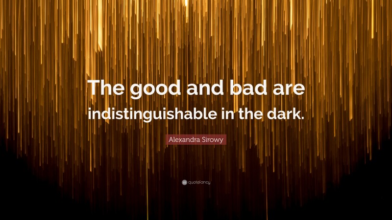 Alexandra Sirowy Quote: “The good and bad are indistinguishable in the dark.”