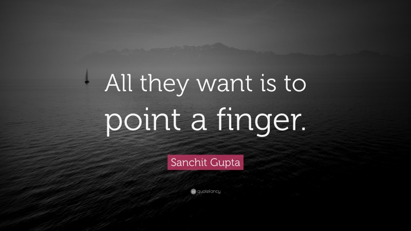 Sanchit Gupta Quote: “All they want is to point a finger.”