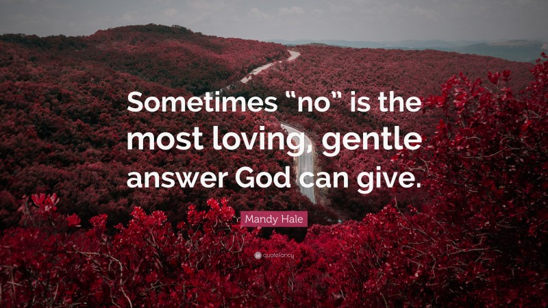 Mandy Hale Quote: “Sometimes “no” is the most loving, gentle answer God can give.”