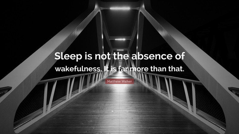 Matthew Walker Quote: “Sleep is not the absence of wakefulness. It is far more than that.”
