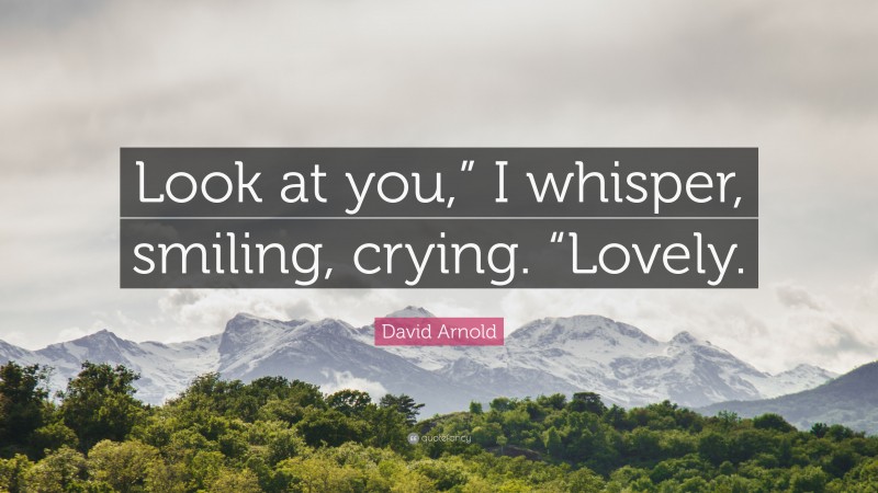 David Arnold Quote: “Look at you,” I whisper, smiling, crying. “Lovely.”