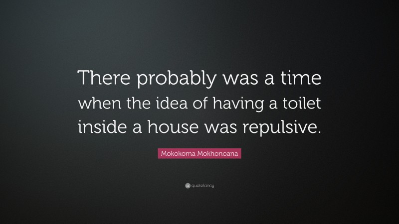 Mokokoma Mokhonoana Quote: “There probably was a time when the idea of having a toilet inside a house was repulsive.”