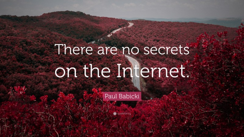 Paul Babicki Quote: “There are no secrets on the Internet.”