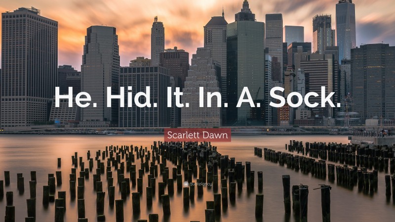 Scarlett Dawn Quote: “He. Hid. It. In. A. Sock.”