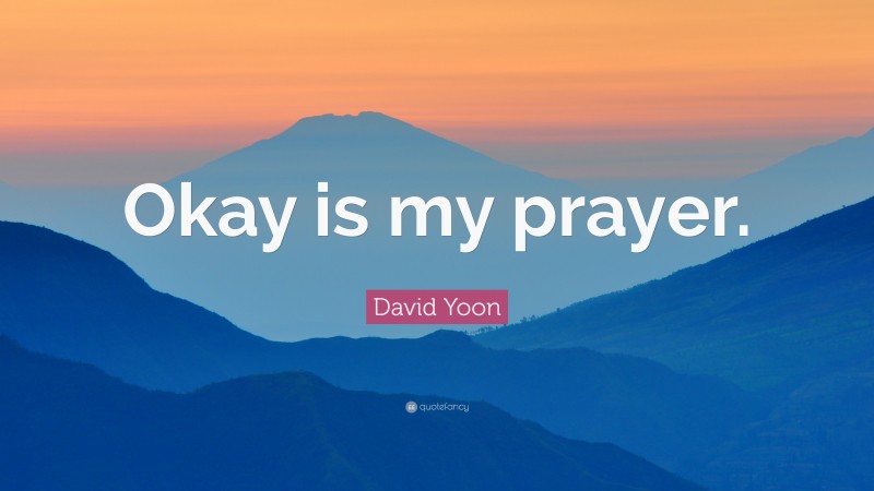 David Yoon Quote: “Okay is my prayer.”