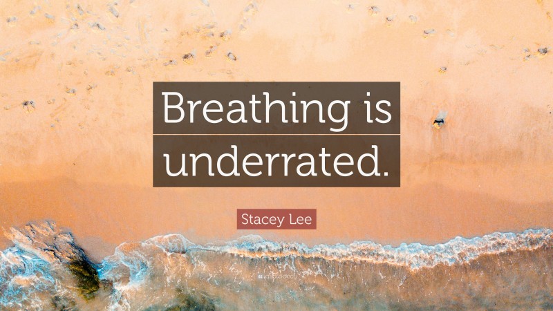 Stacey Lee Quote: “Breathing is underrated.”
