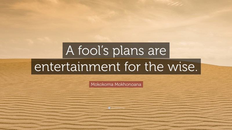 Mokokoma Mokhonoana Quote: “A fool’s plans are entertainment for the wise.”