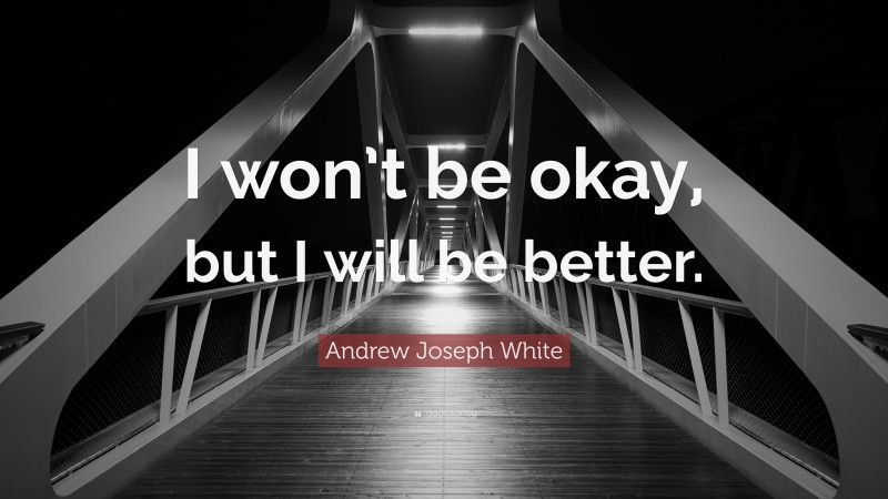 Andrew Joseph White Quote: “I won’t be okay, but I will be better.”