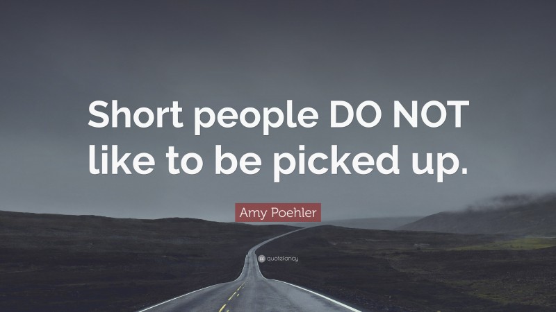Amy Poehler Quote: “Short people DO NOT like to be picked up.”