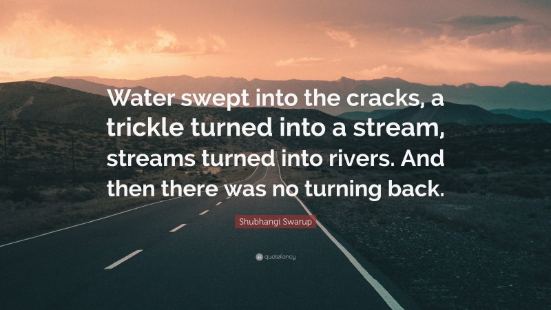 Shubhangi Swarup Quote: “Water swept into the cracks, a trickle turned into a stream, streams turned into rivers. And then there was no turning back.”