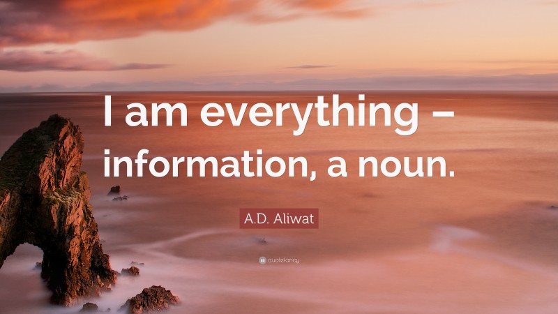 A.D. Aliwat Quote: “I am everything – information, a noun.”