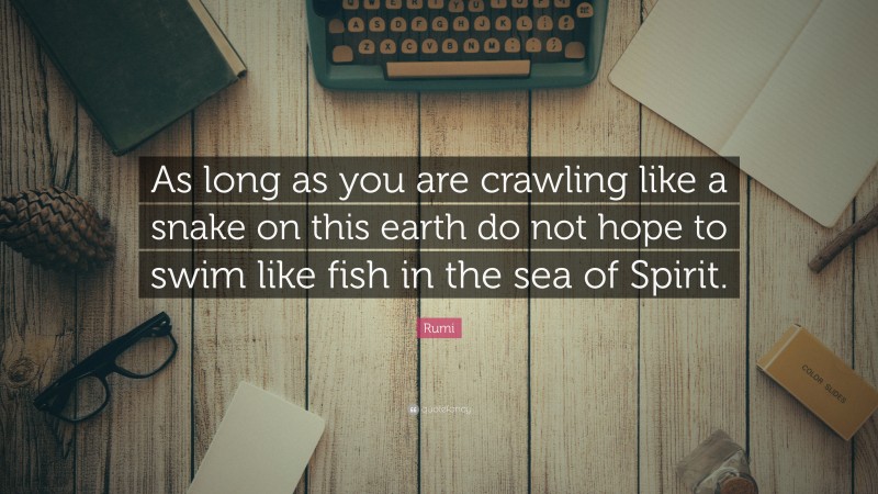 Rumi Quote: “As long as you are crawling like a snake on this earth do not hope to swim like fish in the sea of Spirit.”