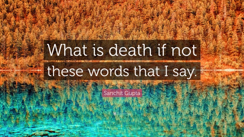 Sanchit Gupta Quote: “What is death if not these words that I say.”