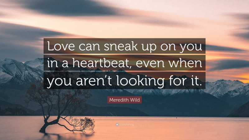 Meredith Wild Quote: “Love can sneak up on you in a heartbeat, even when you aren’t looking for it.”