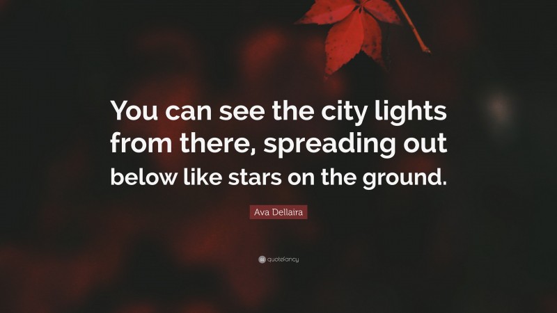 Ava Dellaira Quote: “You can see the city lights from there, spreading out below like stars on the ground.”