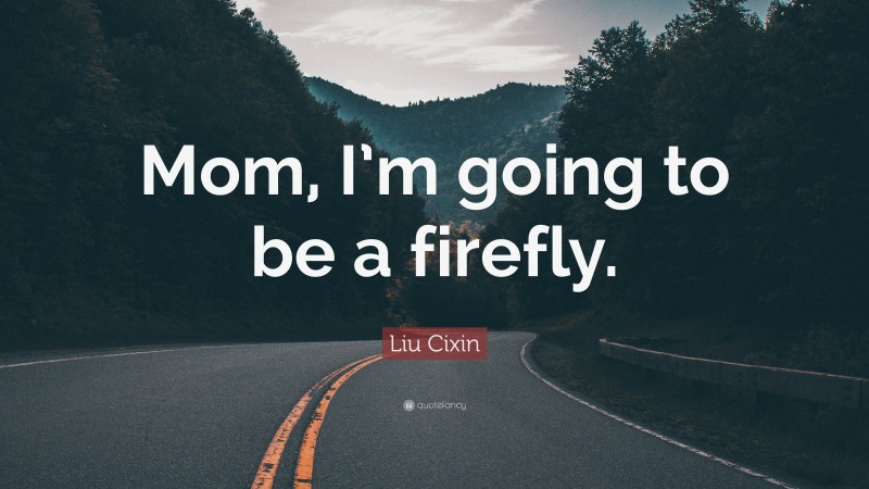 Liu Cixin Quote: “Mom, I’m going to be a firefly.”